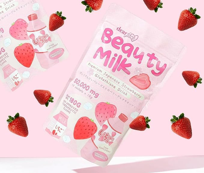 Dear Face Beauty Milk Strawberry Glutathione Drink 180g
