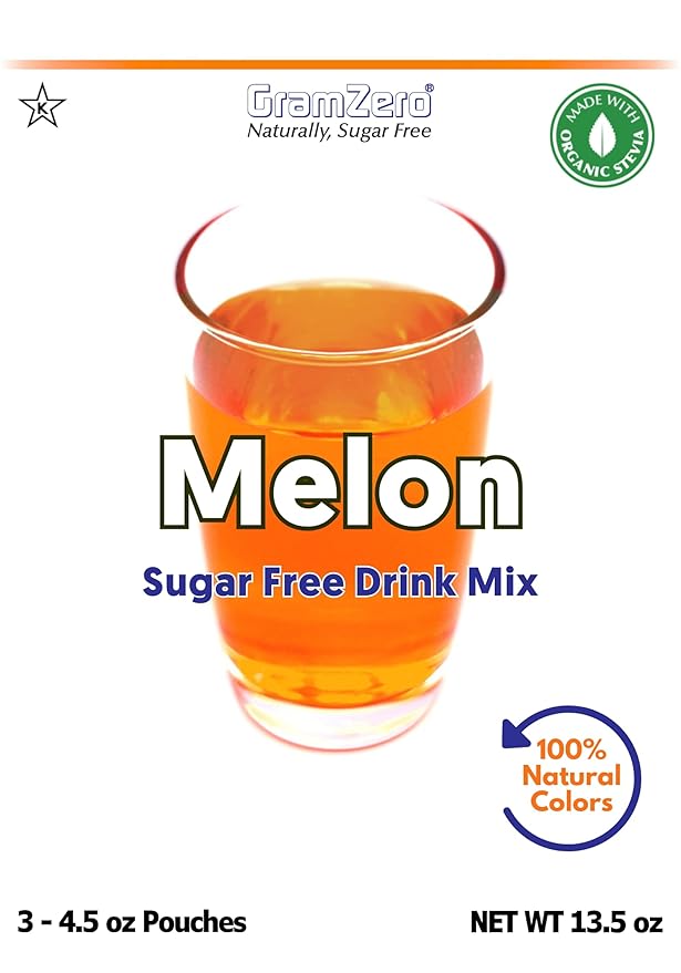 GramZero Melon Zero Calorie Sugar Free Drink Mix Great For Nutrition Club Loaded Tea Stevia Sweetened