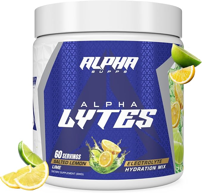Alpha Lytes - Electrolyte Powder Daily Hydration Drink Mix - Sugar-Free Zero Calorie Instant Formula with Trace Minerals and Antioxidants (60 Servings Salted Lemon Lime)