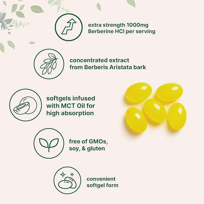 Micro Ingredients Berberine 1000mg with MCT Oil 240 Softgels | Highly Bioavailable Formula with Berberine HCI from Berberis Aristata | Non-GMO Gluten Free No Soy