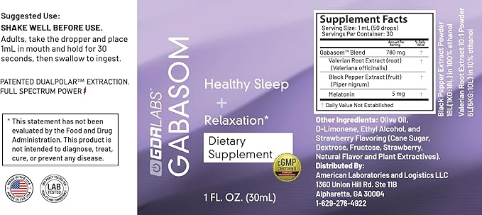 Official Gabasom Regular Strength Dietary Supplement
