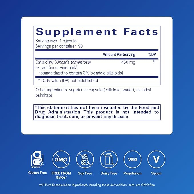 Pure Encapsulations Cat's Claw | Supplement to Support Joints Immune and Cardiovascular Systems and Gastrointestinal Health* | 90 Capsules