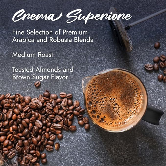 Caffè Borbone Whole Bean Coffee Crema Superiore Arabica and Robusta Blend - Roasted and Freshly Packaged in Italy - 2.2 Pound Bag (Pack of 6)