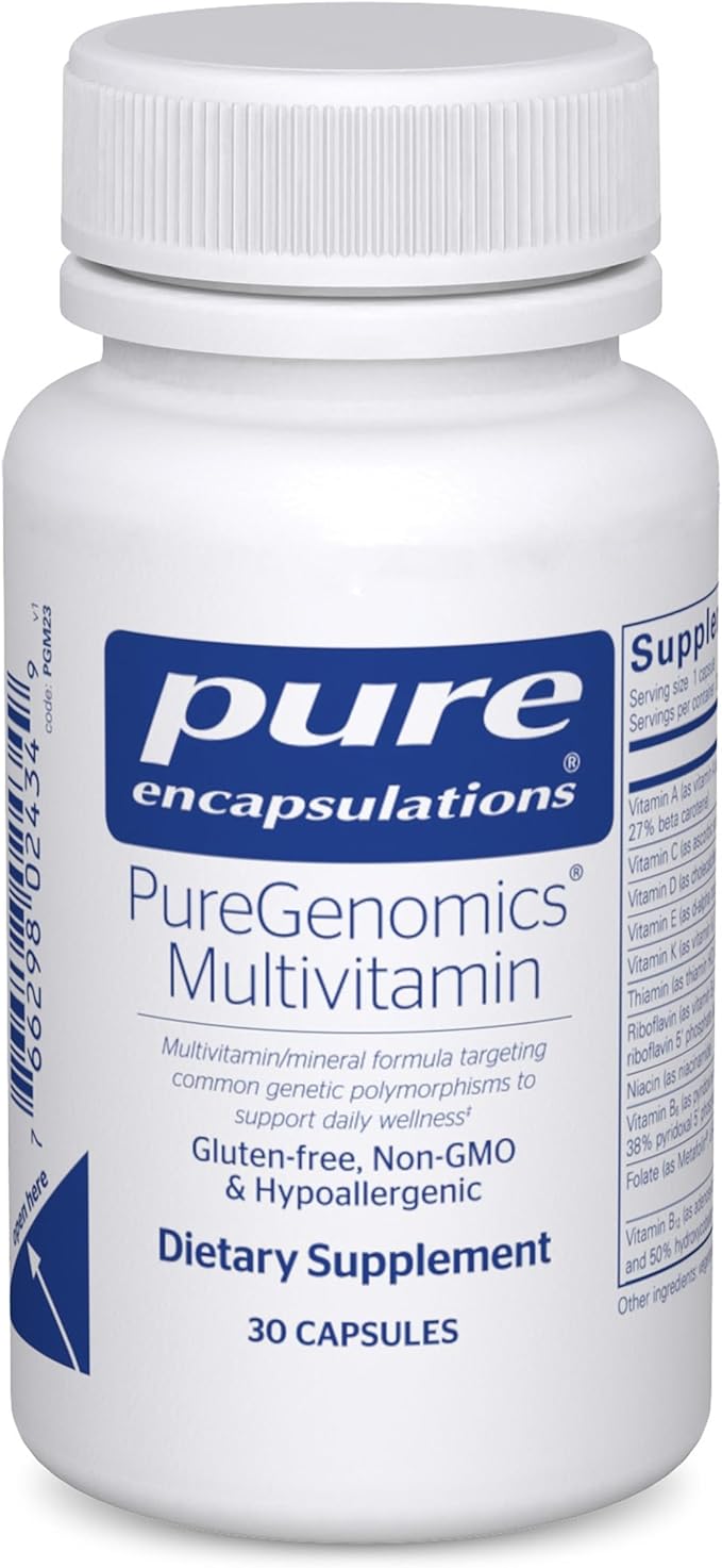 Pure Encapsulations PureGenomics Multivitamin - Supplement to Support Nutrient Requirements of Common Genetic Variations - with Vitamin ABCDE K &amp Minerals - 30 Capsules