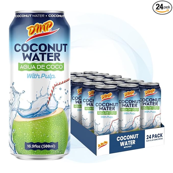 De Mi País Coconut Water with Pulp – Natural Coconut Beverage for Year-Round Hydration Rich in Potassium and Electrolytes No Added Sugars Shelf-Stable Cans – 16.57 oz | 24-Pack
