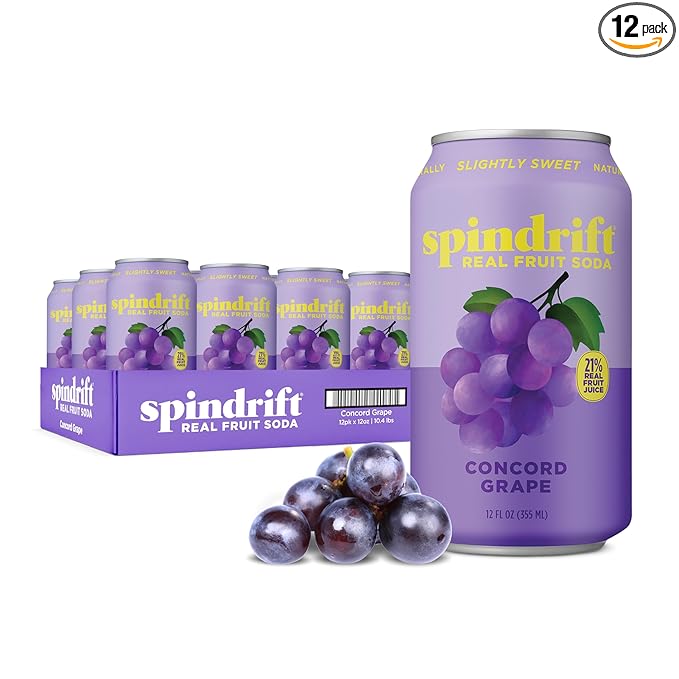 Spindrift Concord Freeze Grape Soda Made With Real Squeezed Fruit 12 Pack Case