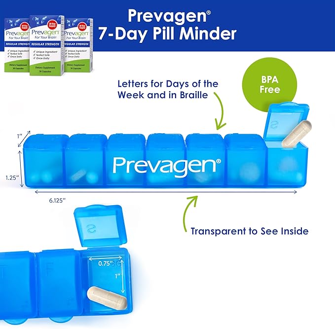 Prevagen Regular Strength - 90 Capsules (3 Month Supply) | Formulated for Your Brain | 10mg of Apoaequorin Plus Vitamin D3 with 7-Day Pill Minder