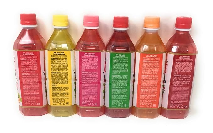 OKF Aloe Vera Drink in 16.9 Ounce Bottles (6 Flavor Variety Pack with Fruit Punch 12 Pack)