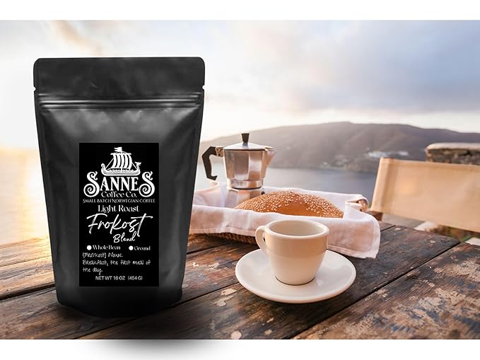 Sannes Coffee Co. Norwegian Coffee-Frokost Blend Light Roast Coffee-Smooth Never Bitter-Resealable bag (Ground 16 oz)