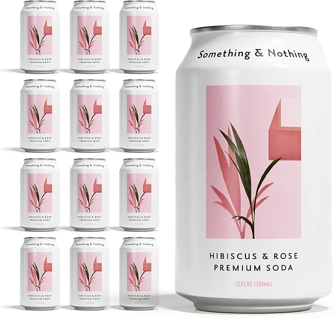 Something &amp Nothing Rose &amp Hibiscus + Cucumber Flavoured Sparkling Water - 2 x 12 Multipack | Lightly Carbonated Full Flavoured with Added Grape &amp Lemon Juice | Vegan &amp Low Calorie |