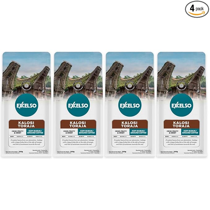 Excelso Kalosi Toraja Ground Coffee 200g (Pack of 4)