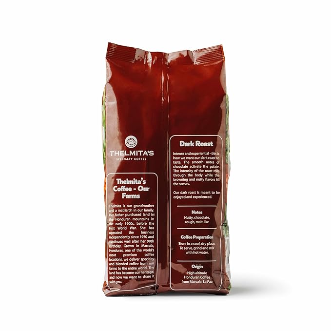 6 lbs — Dark Roast — 8 Bags — Dark Roast Honduran Coffee Whole Bean — Single Origin Single Estate Specialty Beans — Intense Flavor with Rich Creamy Nutty Smooth Chocolate Notes and Low-Acid — Fr