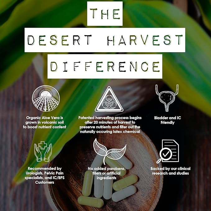 Desert Harvest Super-Strength Aloe Vera Capsules Freeze Dried Aloe Vera Supplement 600 mg 180 Capsules