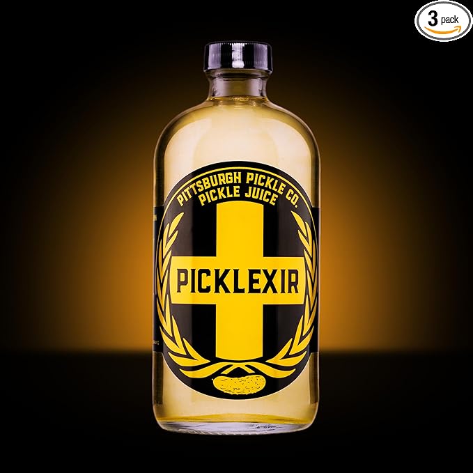 3 Pack Picklexir - Pittsburgh Pickle Company Premium Pickle Juice With No Artificials Flavors Sweeteners and Preservatives