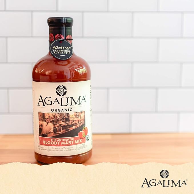 Agalima Organic Authenic Bloody Mary Drink Mix All Natural 1 Liter (33.8 Fl Oz) Glass Bottle Individually Boxed