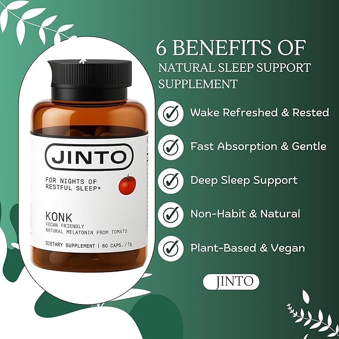 JINTO Melatonin Sleep Capsules - Natural Sleep Aids for Adults with Melatonin 60mg and Magnesium Glycinate 58mg Sleep Aid with Passion Flower L Theanine Valerian Root 60 Capsules