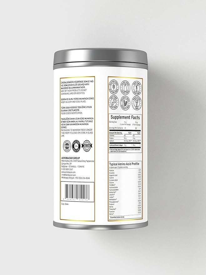 Collagen Powder Drink Mix with Types 1-5 Mango Peach Flavor for Skin Joint and Bone Health 300 gr 10.58 oz