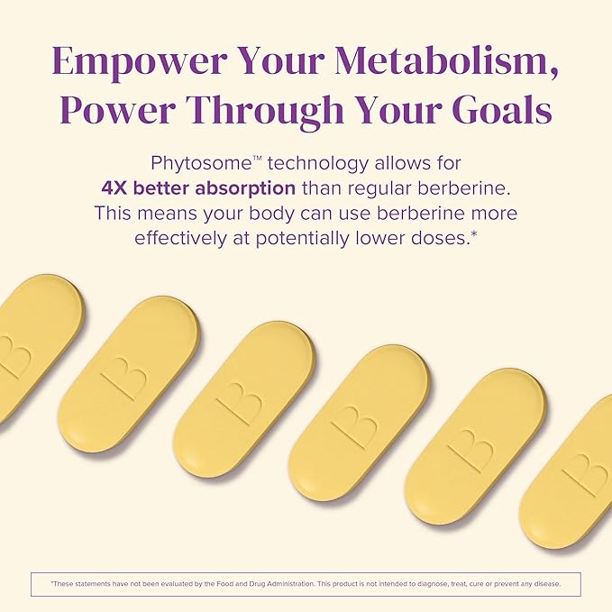 BariMelts Berberine Phytosome 550mg – Clinically Studied Berbevis for 4X Better Absorption vs Regular Berberine – Supports Metabolism &amp Blood Sugar – 60 Smooth-Coated Caplets