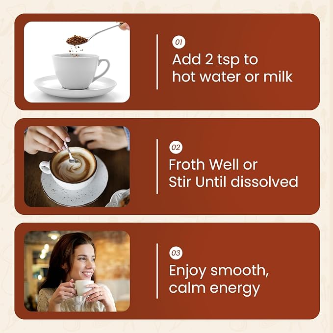 Moontower Organic Mushroom Coffee - Instant Adaptogenic Blend with Lion's Mane Ashwagandha L-Theanine &amp Prebiotic Inulin for Focus Calm Energy &amp Gut Health - Real Ground Coffee - 30 Serving