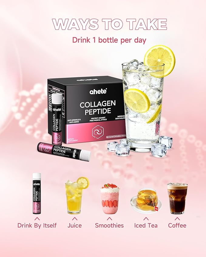 Liquid Collagen Peptides for Women &amp Men - 3000mg Hydrolyzed Bovine Collagen Type 1 &amp 3 Zinc Lactate Vitamins C &amp E Tropical Flavor Sugar-Free Gluten-Free Non-GMO - 12 Servings (8 fl