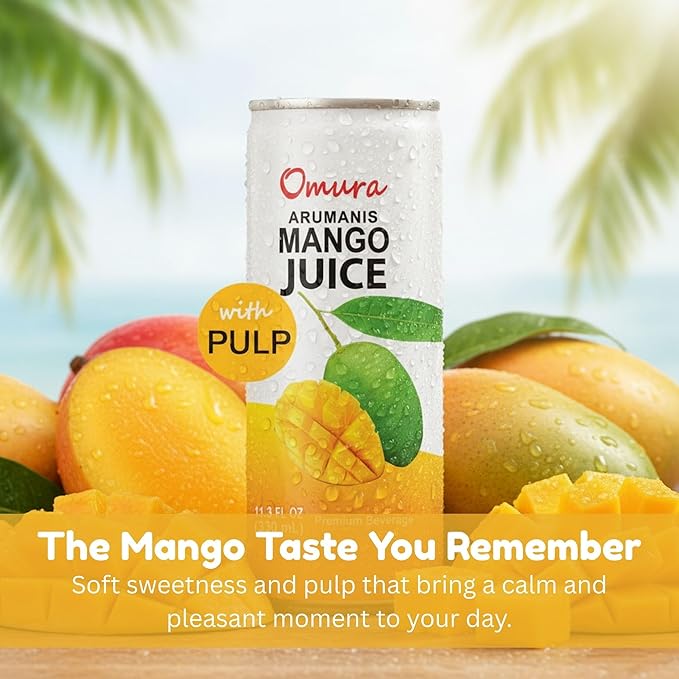 Omura MANGO JUICE from Natural Fruit with PULP 11.3 FL. Ounces | 12-Pack