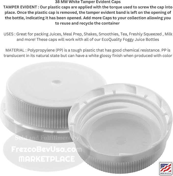 64 Oz Empty Juice Bottles Reusable (Pack Of 12 x 64 Oz Ea) With White Tamper Evident Screw Caps – Great for Homemade Juices Milk Smoothies Tea and Other Beverages - Food Grade BPA Free