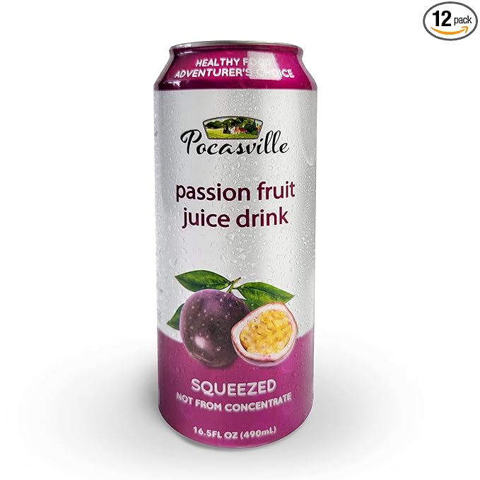 Pocasville Fruit Juices 16.5 Fluid Ounce (Pack of 12) (Passion Fruit)