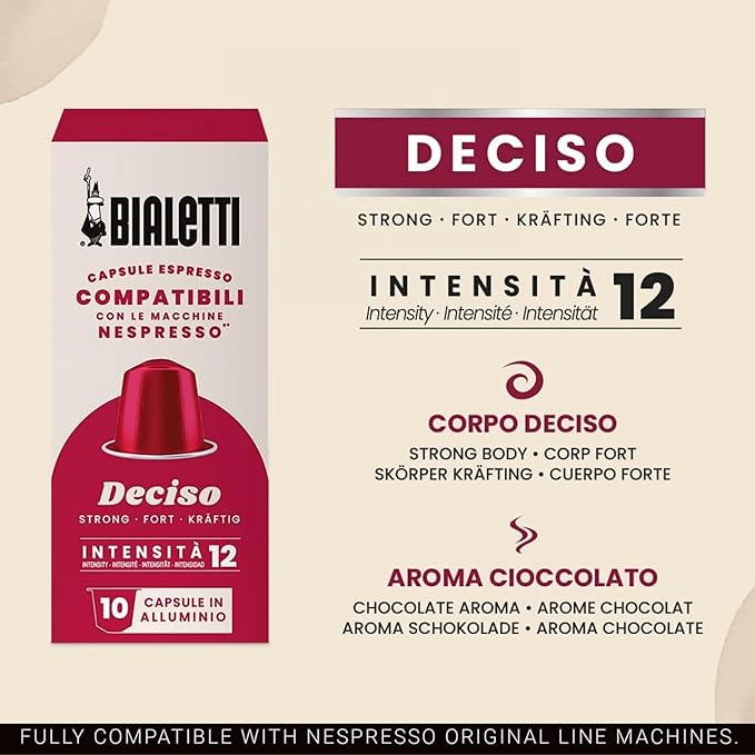 Bialetti Variety Pack Espresso Capsules 60 Pack – Original Line Compatible Pods in Deciso Cremoso &amp Raffinato - Authentic Italian Coffee Selection