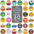30 Flavored K-Cups: Unique &amp Exciting Variety Pack Collection Includes Dunkin Green Mountain Gloria Jean's Donut Shop And More (30 Unique Pods) Comes in a Nice Giftable Box.