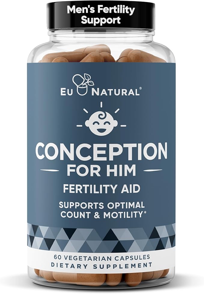Eu Natural Conception for Him - Male Fertility Supplements with Ashwagandha Folate &amp Zinc - Sperm Count Motility &amp Strength Support - Fertility Support for Men 60 Vegetarian Capsules