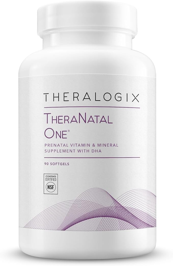 Theralogix TheraNatal One Prenatal Vitamin - 90-Day Supply - Prenatal Multivitamin with DHA Vitamin D3 Methylated Folate Iron &amp More to Support a Healthy Pregnancy* - NSF Certified - 90 Softgel