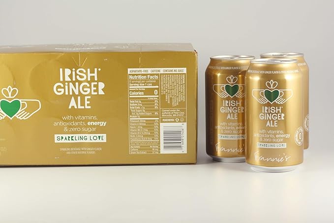 KauffmanTreats Frannie Sparkling Beverage- Zero Calories &amp Sugar Aspertame Free: 8-Ct 12 Oz. Cans (Irish Ginger Ale)