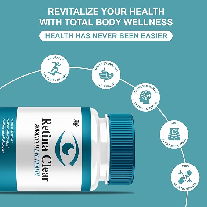 (5 Pack) Retina Clear Advanced Eye Health Supplement Retina Clear Max Strength Overall Vision &amp Wellness Supplement RetinaClear Advanced Vision Support and Eye Health Formula Pills (300 Capsules