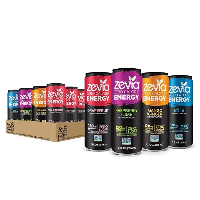 Zevia Zero Calorie Soda and Energy Drink Variety Pack 36 Cans