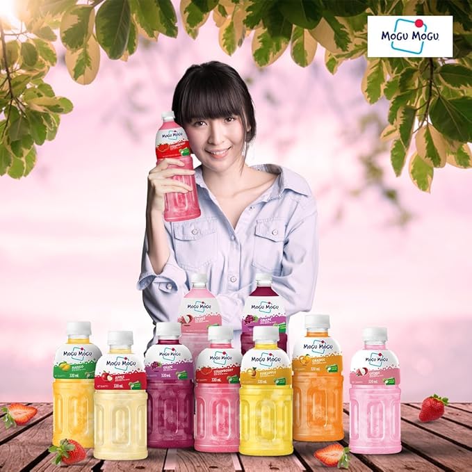 Mogu Mogu Grape Juice with 25% Nata De Coco 1000ml (12 Pack)