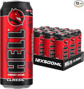 HELL CLASSIC Energy Drink | +20% More Caffeine | Vitamins B2 B3 B6 B12 C &amp D | No Preservatives | Environmentally Friendly Packaging | 12 x 500 ml | Compatible with HELL Energy