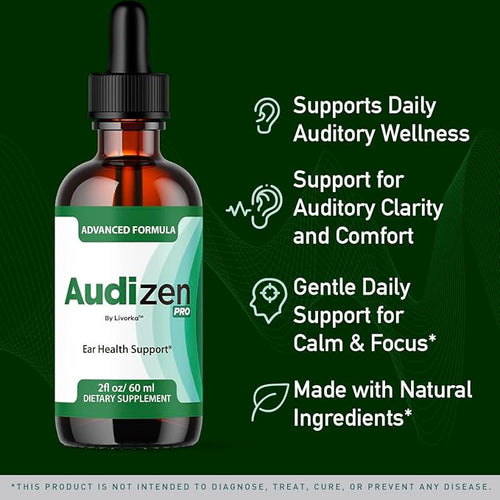 (2 Pack) Audizen Pro - Original Audizen Pro Drops for Healthy Ringing Ear Support Oral Supplement Drop All Natural Clean Liquid Formula Auditory Wellness and Inner Ear Balance 2 Bottles for 2 Months