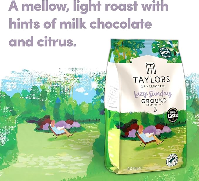 Taylors of Harrogate Ground Coffee (Each Pack 200g) Pick Any 6 from 7+ Flavours Inc. Rich Italian After Dark Hot Lava Java Decaf Lazy Sunday Flying Start and Brasilia