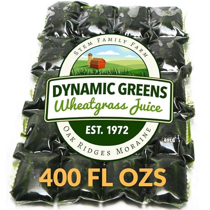 100% Wheatgrass Juice – Field-Grown Flash-Frozen Unpasteurized – 400 fl oz (800 x 0.5 fl oz Portions) – Dynamic Greens