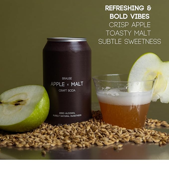 Brause Apple x Malt Craft Soda – German Premium Craft Drink Award Finalist Non-Alcoholic Purely Natural Sweetness Refreshing &amp Bold: Crisp Apple Toasty Malt Subtle Sweetness Health-Consciou