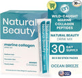 EarthNutri - Wild Caught Marine Collagen Powder - Supplement for Skin Hair &amp Nails - Enhances Skin Elasticity &amp Hydration - Hydrolyzed Collagen Peptides - Non-GMO - Ocean Breeze - 30 Sticks (