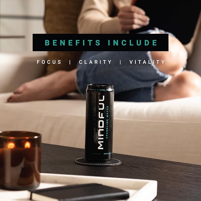 Mindful Sparkling Water by Shawn Ryan Carbonated Water and Celtic Salt Sugar Free Beverage with Natural Electrolytes Zero Calories Clean Hydration No Sweeteners Unflavored 12 FL OZ (12 Pack)