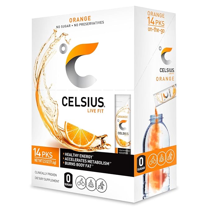 CELSIUS® Zero Sugar Energy Drink &amp Powder Stick Bundle Orange