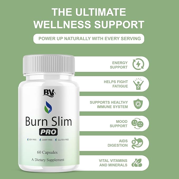 BLUE VIBE Burn Slim Pro Capsules BurnSlim Advanced Maximum Strength Overall Health &amp Wellness Support Supplement Burn Slim Premium All Natural Daily Health Support Formula (3 Pack - 180 Capsules