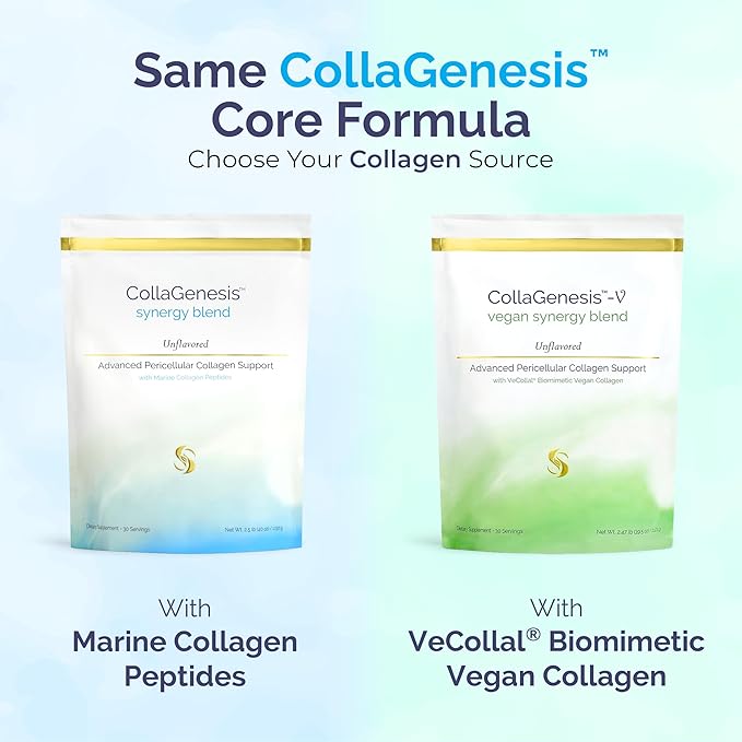 CollaGenesis™-V – 25g Protein Vegan Collagen MSM &amp Hyaluronic Acid Complete Amino Acid Profile Vitamins &amp Minerals Collagen Support Cofactors – Vegan Synergy Blend – Unflavored