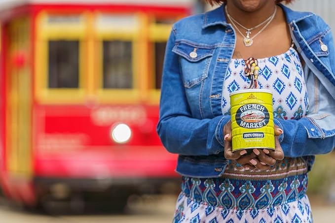 French Market 100% Pure Ground Dark Roast Chicory Caffeine Free 16oz Can (Pack of 6)