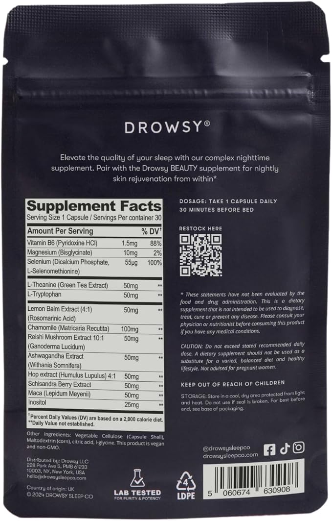 DROWSY Daily Radiance Duo Gift Set – Day &amp Night Beauty Supplements – Collagen Hyaluronic Acid &amp Vitamin C for Skin Support and Sleep Capsules with Magnesium L-Tryptophan &amp L-Theanine fo