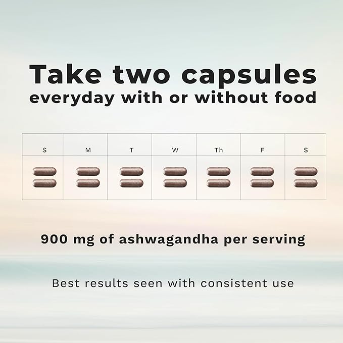 LifeSeasons Essentials Ashwagandha - Stress &amp Sleep Support Supplement - Calm &amp Focused Mind - Improves Athletic Performance &amp Brain Function - 900mg per 2 Capsules - 60 Capsules