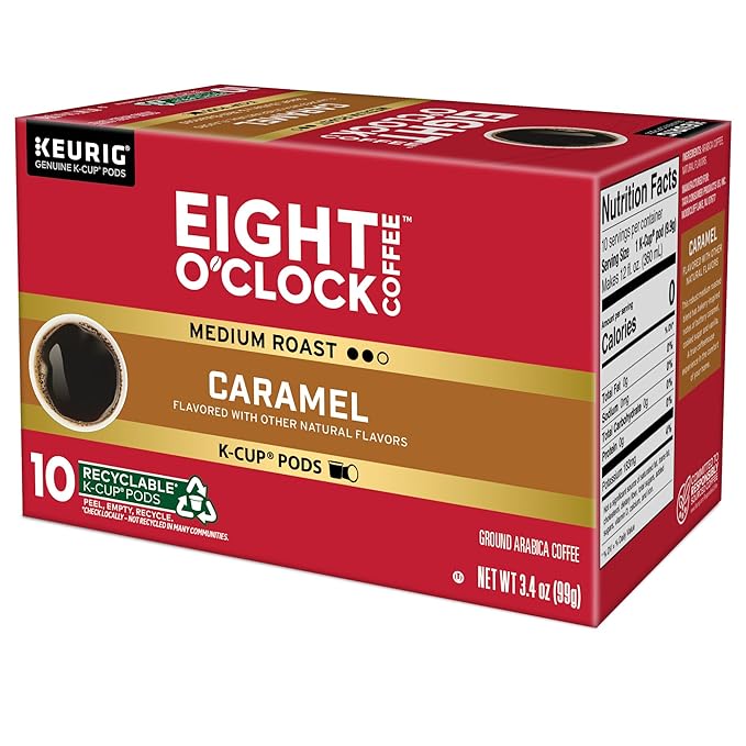 Eight O'Clock Coffee Caramel Keurig Single-Serve K-Cup Pods Flavored Coffee 60 Count (6 Packs of 10)