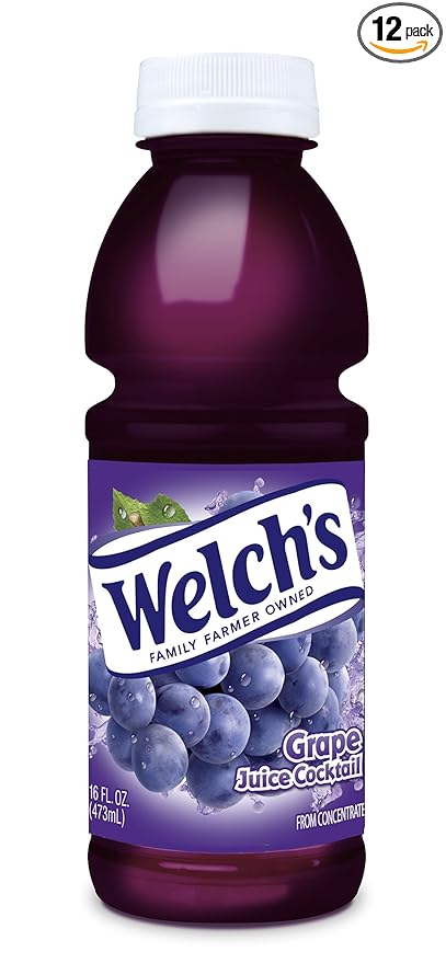 Welch's Juice Cocktail No Preservatives Concord Grape 16 Ounce (Pack of 12)